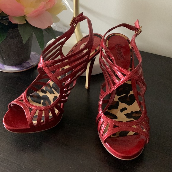 Carlos Red Strappy Heels - Picture 2 of 9